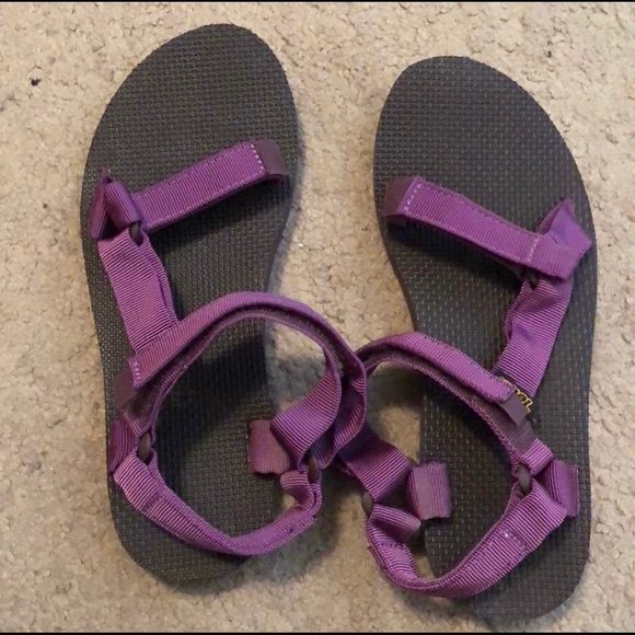 purple teva flip flops
